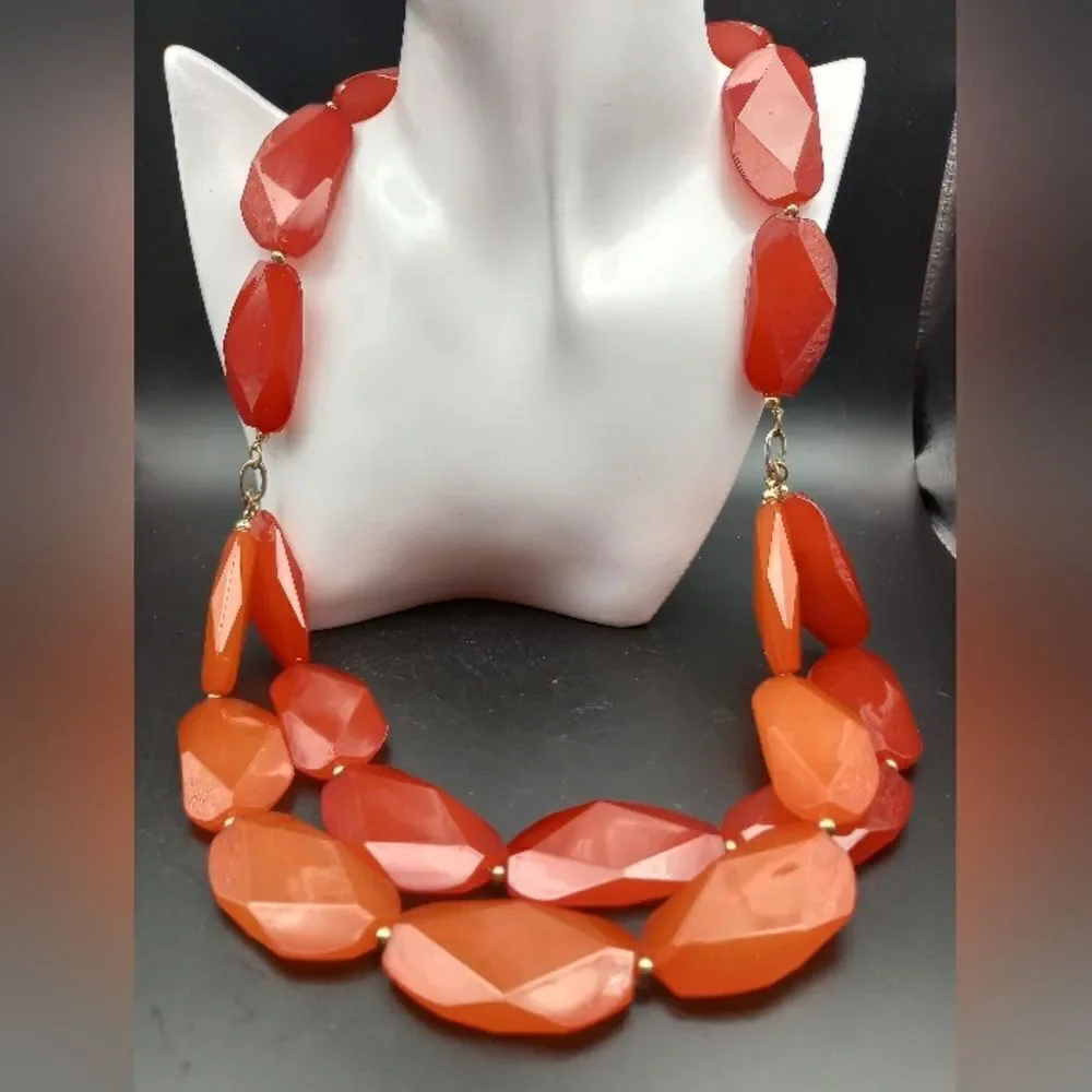 Fiery tribute faceted bead necklace OFL
